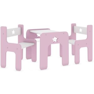 Stůl a dvě židle - hvězda růžová