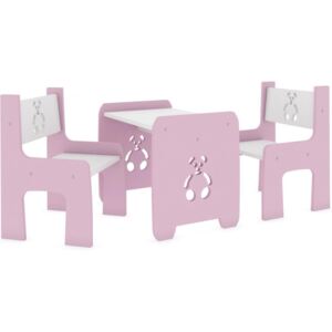 Stůl a dvě židle - méďa růžový