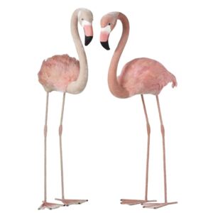 2x růžová dekorace plameňák Flamingo Pink - 52*24*112cm