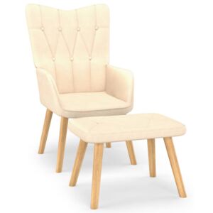 Relaxační židle se stoličkou 62 x 68,5 x 96 cm krémová textil