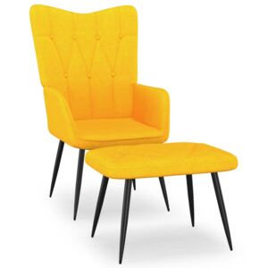 Relaxační židle se stoličkou 62x68,5x96 cm hořčice žlutá textil