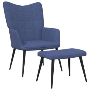 Relaxační židle se stoličkou 62 x 68,5 x 96 cm modrá textil