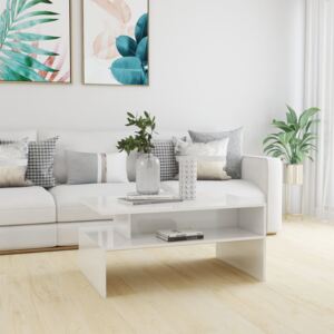 Konferenční stolek bílý vysoký lesk 90x60x42,5 cm dřevotříska