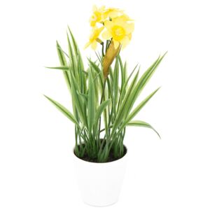 Umělá květina Narcis v květináči žlutá, 22 cm