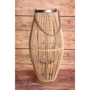 Bambusová lucerna se sklem - světle hnědá (30x59x29 cm) moderní stylu