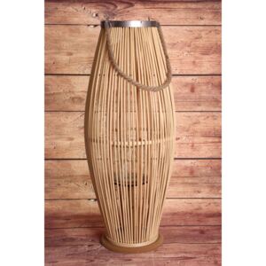 Bambusová lucerna se sklem - světle hnědá (29x71x29 cm) moderní stylu