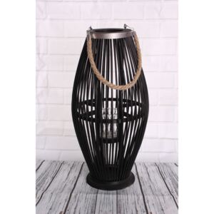 Bambusová lucerna se sklem - černá (24x49x24 cm) moderní stylu