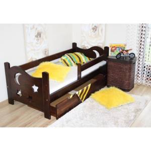 Dětská postel STAR + rošt ZDARMA, s úložným prostorem, ořech-lak, 70x160cm