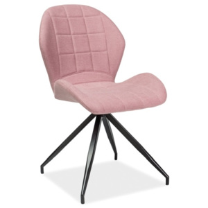 Čalouněná jídelní židle v růžové barvě s elegantním prošíváním KN1027