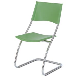 Jídelní židle DELMAS — chrom, koženka, více barev Zelená