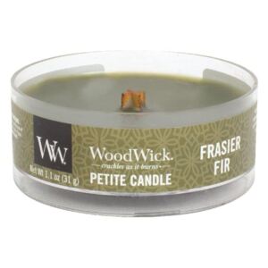WoodWick - vonná svíčka Petite, Frasier Fir (Fraserova jedle) 31g (Vůně dokonale evokující aroma čerstvě uříznuté borovice za mrazivého zimního rána.)