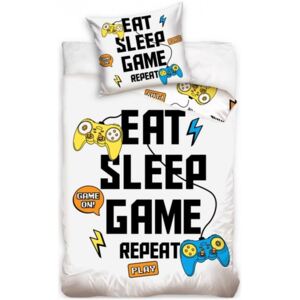BedTex • Bavlněné ložní povlečení pro hráče Eat - Sleep - Game and Repeat - 100% bavlna Renforcé - 70 x 90 cm + 140 x 200 cm