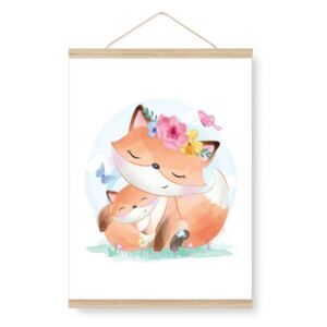 Poster for the children's room - a fox with his mother A3