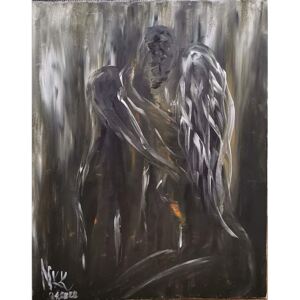 Ručně malovaný obraz Nikola Keyla Keratová - ... za deštivé noci-kapky lásky v naší moci