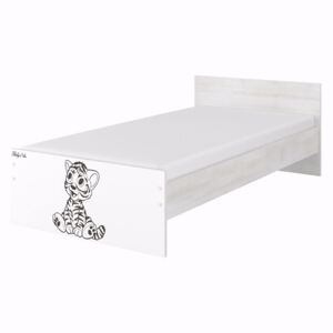 Dětská postel Max Tygřík 160x80 cm - ŠEDÁ - 1x krátká + 1x dlouhá zábrana bez šuplíku