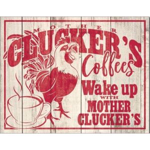 Plechová cedule Clucker's Coffees, (41 x 32 cm)
