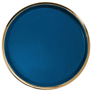 EMILIE Dekorační talíř 36 cm - tm. modrá/zlatá