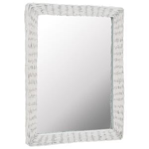 Zrcadlo s proutěným rámem 60 x 80 cm bílé