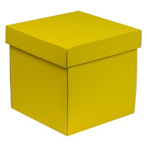 Dárková krabička s víkem 200x200x200/40 mm, žlutá