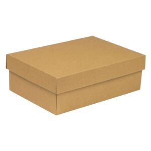 Dárková krabice s víkem 300x200x100/40 mm, hnědá - kraftová