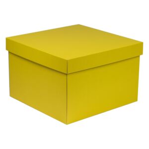 Úložná/dárková krabice s víkem 300x300x200/40 mm, žlutá