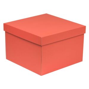 Dárková krabice s víkem 300x300x200/40 mm, korálová