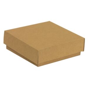 Dárková krabička s víkem 150x150x50/40 mm, hnědá - kraftová