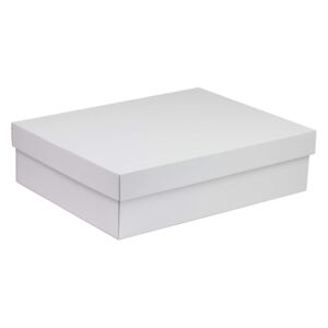 Dárková krabice s víkem 400x300x100/40 mm, bílá
