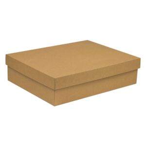 Dárková krabice s víkem 400x300x100/40 mm, hnědá - kraftová