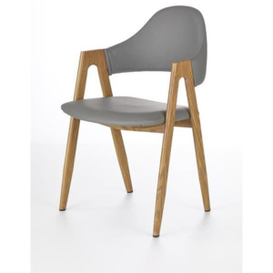 Jídelní židle K247 - šedá/dub medový