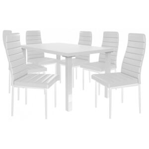 Moderní jídelní stůl se židlemi 6 + 1 Sisa max 01 Bílá - Bílá