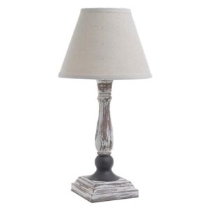 Stolní lampa bílošedé dřevo s kovem vintage styl