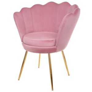 Mušle čalouněná židle růžový - velur
