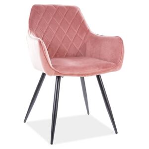SIG Jídelní židle/křesílko LINEA velvet růžové