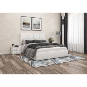 Čalouněná postel TWIST 140x200 bílá, s úložným prostorem