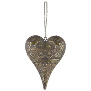 Závěsná dekorace ve tvaru srdce ve zlaté barvě Ego Dekor Heart, výška 10 cm