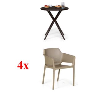 4x židle Rustic, béžová + stolek Coffee Time ZDARMA