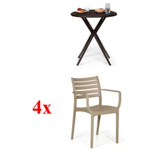 B2B Partner 4x židle Slender, béžová + stolek Coffee Time ZDARMA + Záruka 7 let