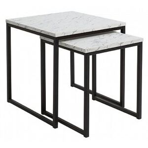 AROZ SET konferenční stolek LAW/40+LAW/50, mramor carrara bílý/černá