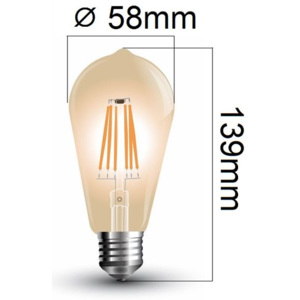 Retro LED žárovka E27 6W 500lm extra teplá, filament, ekvivalent 50W