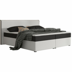 Komfortní postel, černá látka / bílá ekokůže, 160x200, NOVARA MEGAKOMFORT VISCO
