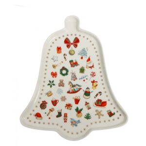 Tác ve tvaru zvonu 21 cm VÁNOČNÍCH CHICCHI E BALOCCHI BRANDANI (barva - porcelán, bílá/červená, barevná)