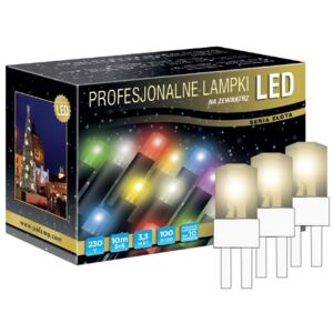 POLAMP LED osvětlení venkovní - klasická, tep. bílá, 10 m, bílý kabel