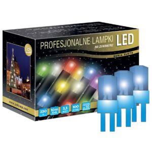 POLAMP LED osvětlení venkovní - klasická, modrá, 10 m, modrý kabel