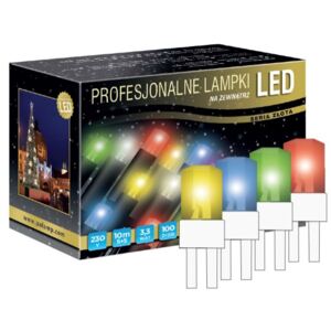 POLAMP LED osvětlení venkovní - klasická, multicolor, 10 m, bílý kabel