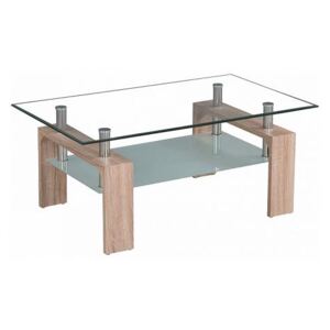Konferenční stolek, sklo/dub sonoma, LIBOR