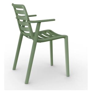 Sada 2 olivově zelených zahradních židlí s područkami Resol Slatkat