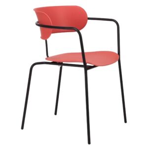 Korálově červená plastová jídelní židle Marckeric Fox