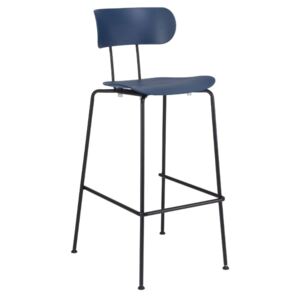 Tmavě modrá plastová barová židle Marckeric Fox 79 cm
