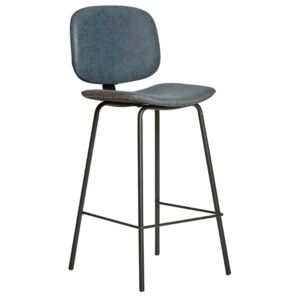 Tmavě modrá koženková barová židle Marckeric Mali 73 cm